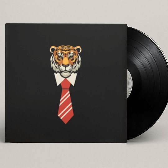 Orange Red Beige Colorful Tiger With Tie Custom Vinyl Record Sleeves