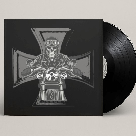 Biker Cross Motorcycle Emblem Skeleton Custom Vinyl Record Sleeves
