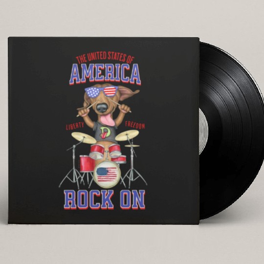 Rowdy the Dachshund Freedom Rocks USA Custom Vinyl Record Sleeves