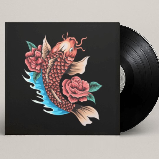 Koi Fish and Roses Custom Vinyl Record Sleeves