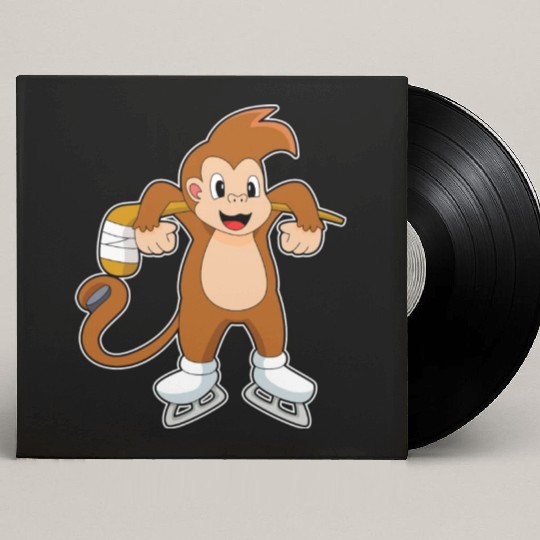 Monkey Ice Hockey Ice Hockey Stick Custom Vinyl Record Sleeves