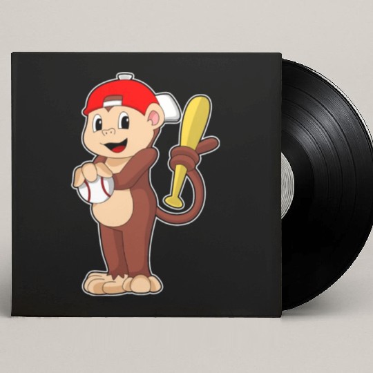 Monkey At Baseball With Baseball Bat Custom Vinyl Record Sleeves