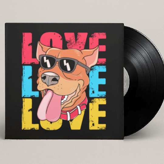 Pit Bull Dog Wearing Sunglasses I Love My Pitbull Custom Vinyl Record Sleeves