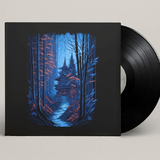 Japanese Temple in a Bamboo Forest Custom Vinyl Record Sleeves