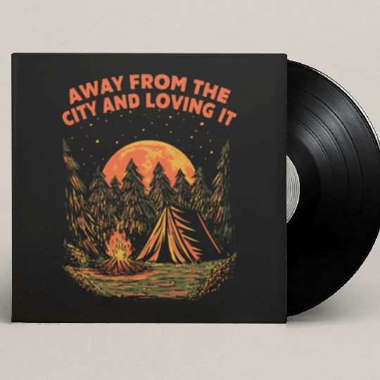 Away From the City Camping Wildlife Camper Outdoor Custom Vinyl Record Sleeves