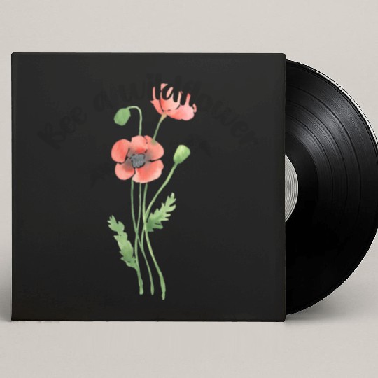 Bee a wildflower, poppies Custom Vinyl Record Sleeves