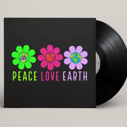 Peace Love Earth, Peace Love People Earth Day Custom Vinyl Record Sleeves
