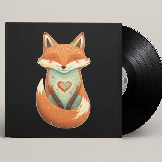 fox forest animals love heart nature animal kid Custom Vinyl Record Sleeves