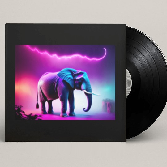Trance Neon Elephant Graphic Custom Vinyl Record Sleeves