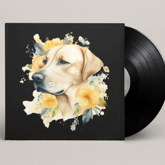 Yellow Lab Dog Watercolor Floral Custom Vinyl Record Sleeves