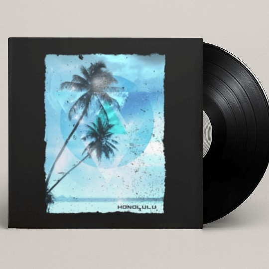 Artistic Honolulu Oahu Hawaii Palm Tree Vacation Custom Vinyl Record Sleeves