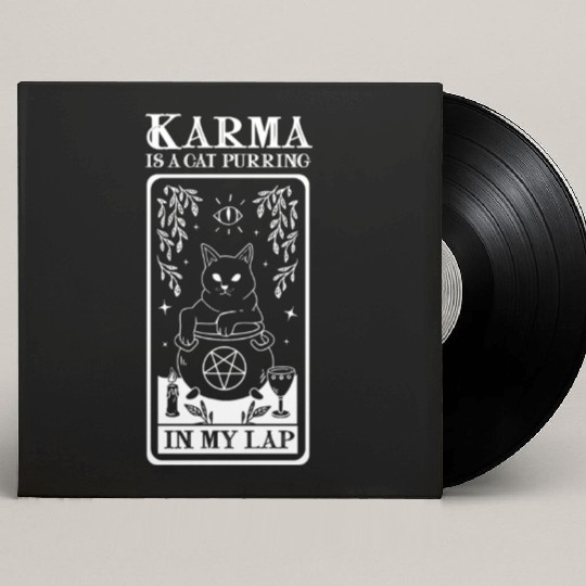 Karma is a Cat Purring in My Lap Witchcraft Tarot Custom Vinyl Record Sleeves
