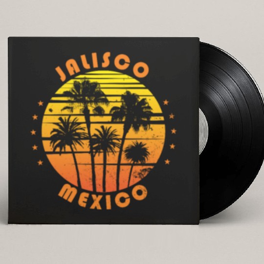 Retro Jalisco Mexico Souvenir Vintage Palm Tree Custom Vinyl Record Sleeves