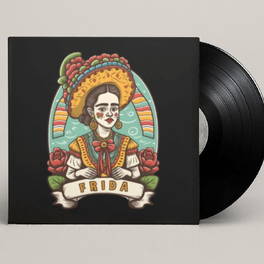 Frida Kahlo Floral Portrait Funny Cinco De Mayo Custom Vinyl Record Sleeves