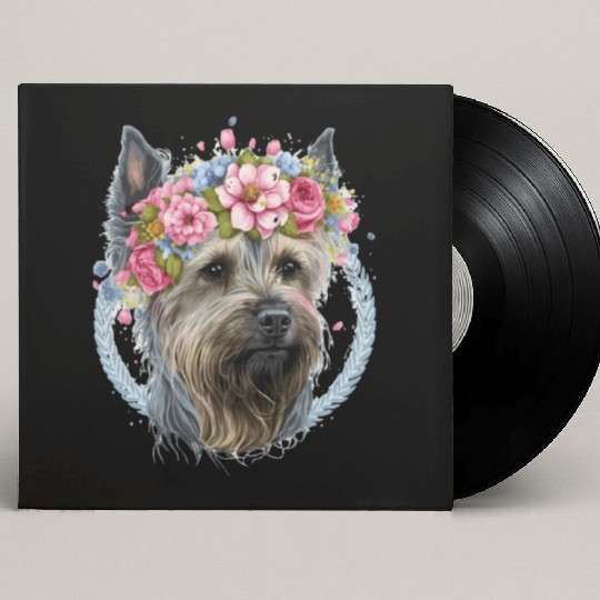 Cute Yorkshire Terrier Flower Crown Pet Dog Breed Custom Vinyl Record Sleeves