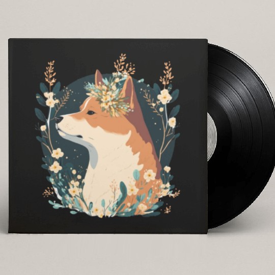Cute Shiba Inu Flower Crown Pet Dog Breed Puppy Wa Custom Vinyl Record Sleeves