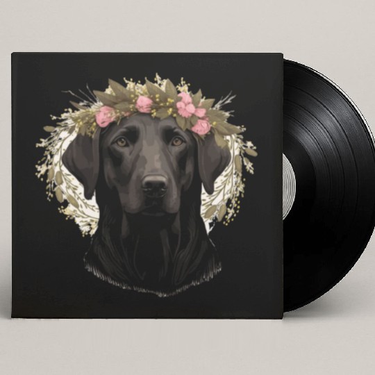 Cute Labrador Retriever Flower Crown Dog Breed Flo Custom Vinyl Record Sleeves