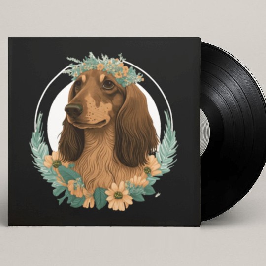 Cute Dachshund Flower Crown Pet Dog Breed Floral P Custom Vinyl Record Sleeves