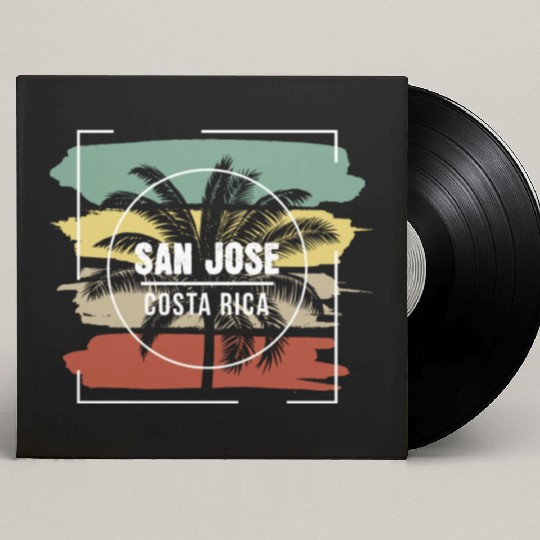 San Jose Costa Rica Artistic Palm Tree Retro Custom Vinyl Record Sleeves