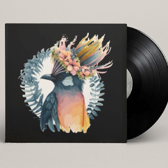 Cute Bird Of Paradise Bird Flower Crown Pet Birds Custom Vinyl Record Sleeves