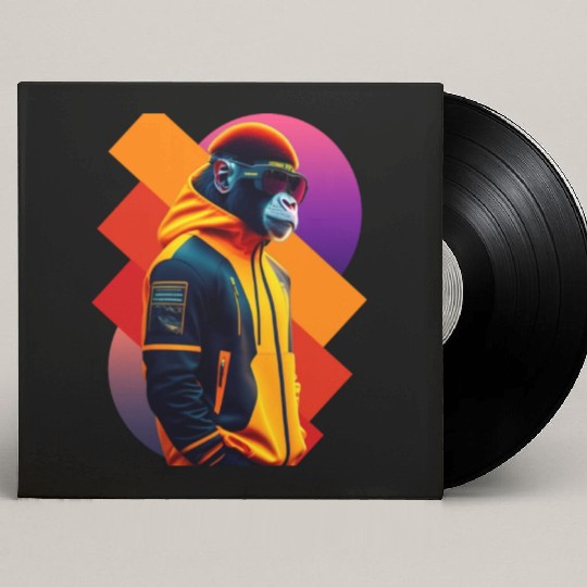 Tech-Savvy Ape: Evolved Primate in Sunglasses Custom Vinyl Record Sleeves