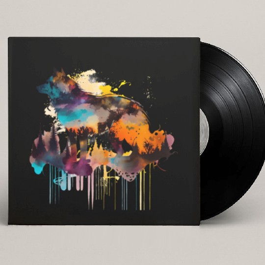 Mountain Wolf Multicolor Watercolor Portrait Custom Vinyl Record Sleeves