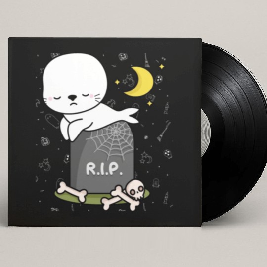 Boo Cute Seal Halloween design trick or treat RIP Custom Vinyl Record Sleeves