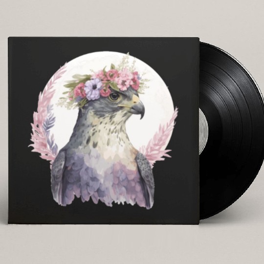 Falcon Birds Of Prey Flower Crown Floral Bird Watc Custom Vinyl Record Sleeves