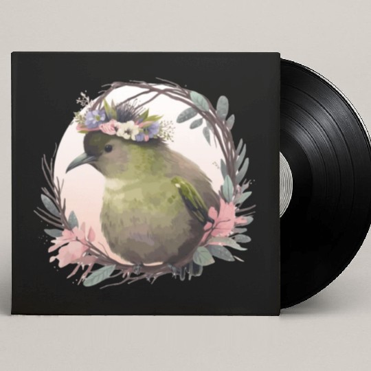 Tropical Kiwi Bird Flower Crown Floral Exotic Bird Custom Vinyl Record Sleeves