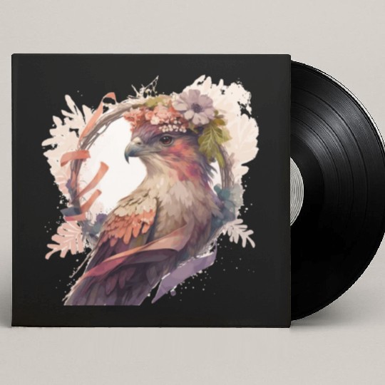 Birds Of Prey Kite Bird Flower Crown Floral Custom Vinyl Record Sleeves