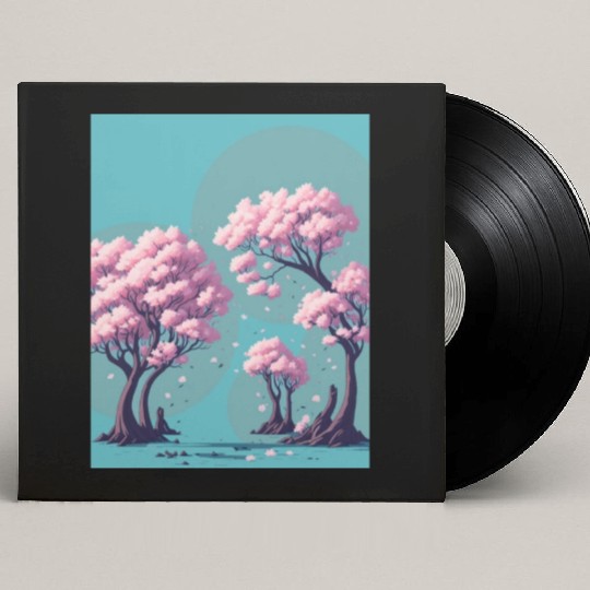 Cherry Blossom tress with falling flowers Custom Vinyl Record Sleeves