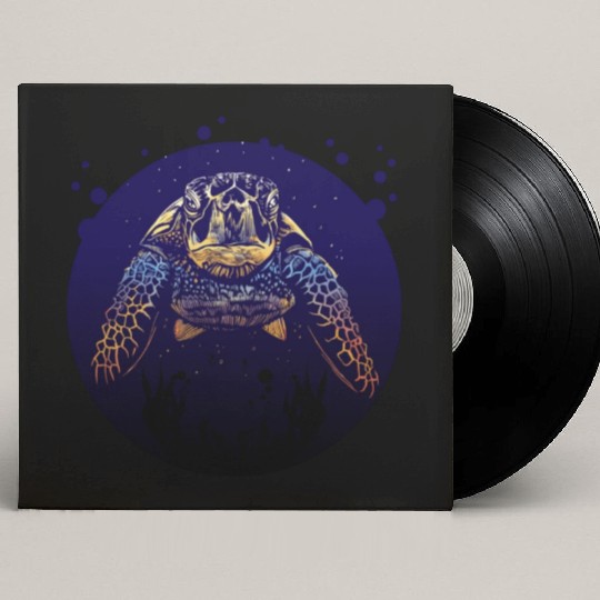Sea Life - Colorful Sea Turtle Custom Vinyl Record Sleeves