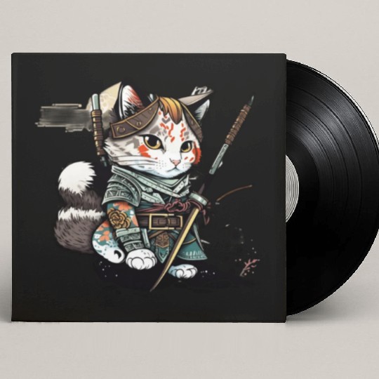 The Fearless Samurai Cat: A Sword's Master Custom Vinyl Record Sleeves