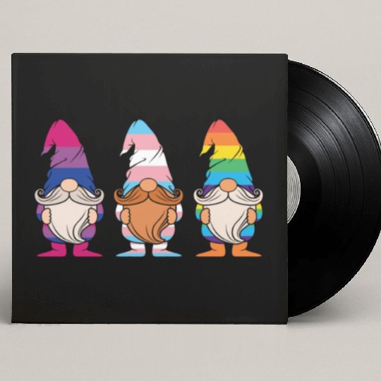 Cute Gnomes Elf LGBTQ Rainbow LGBT Pride Month Custom Vinyl Record Sleeves