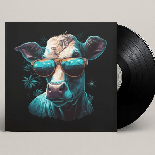a cow with sunglasses Custom Vinyl Record Sleeves