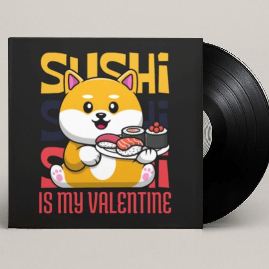 Sushi is my Valentine A Cute and Funny Design Custom Vinyl Record Sleeves