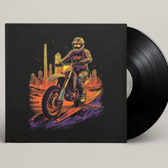 Dirt Bike Biking City Skyline Motocross Custom Vinyl Record Sleeves