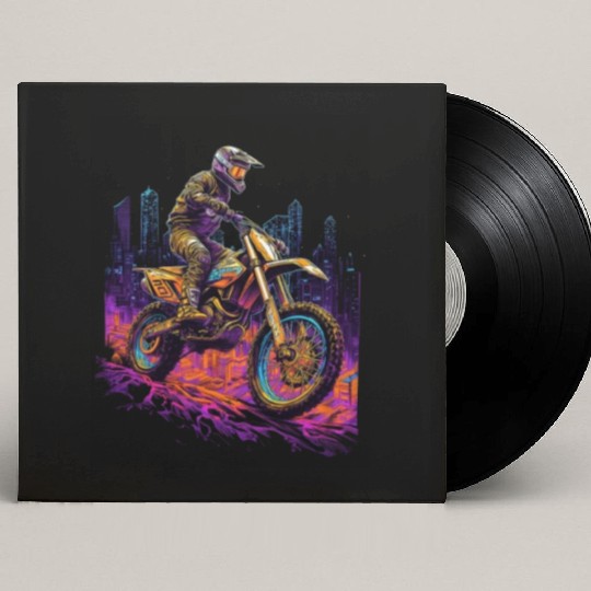 Dirt Bike Biking City Skyline Motocross Custom Vinyl Record Sleeves