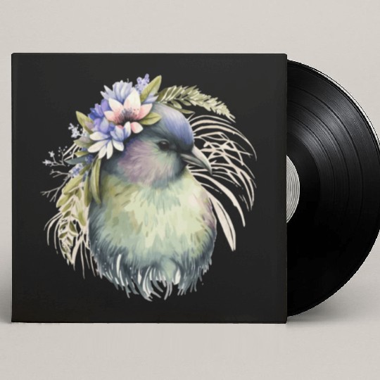 Cute Kiwi Bird Flower Crown Floral Exotic Birds Custom Vinyl Record Sleeves