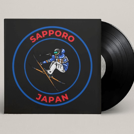 Retro Cool Skiing in Sapporo Japan Custom Vinyl Record Sleeves
