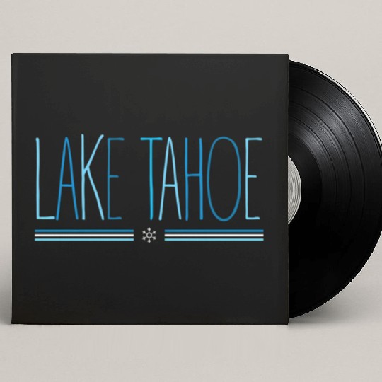 Lake Tahoe Winter Snowflake Blue Lettering Custom Vinyl Record Sleeves