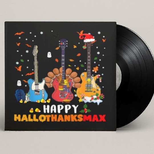 Guitar Happy Hallothanksmas Halloween Thanksgiving Custom Vinyl Record Sleeves