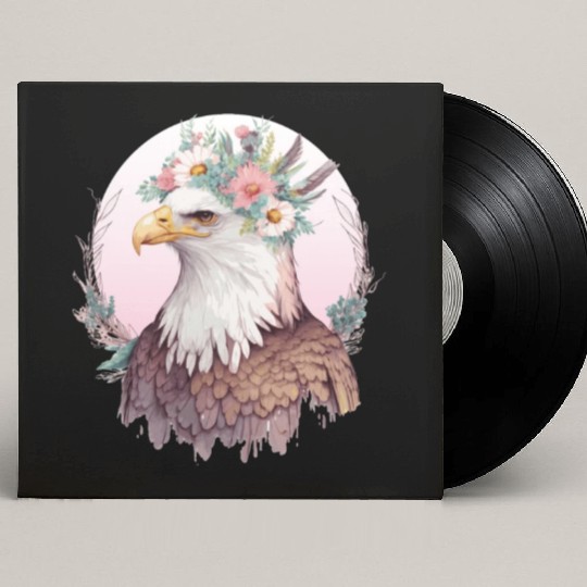 Birds Of Prey Bald Eagle Flower Crown Floral Birdi Custom Vinyl Record Sleeves