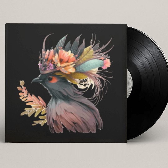 Cute Bird Of Paradise Bird Flower Crown Pet Birds Custom Vinyl Record Sleeves
