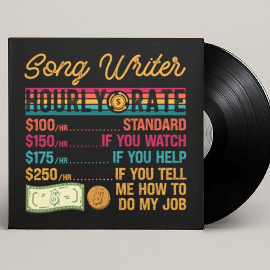 Funny Vintage Song Writer Hourly Rate Job Title Custom Vinyl Record Sleeves