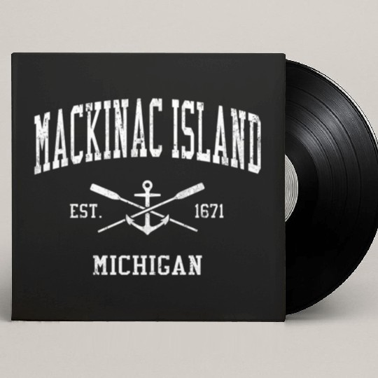 Mackinac Island Mi Crossed Oars Boat Anchor Sports Custom Vinyl Record Sleeves