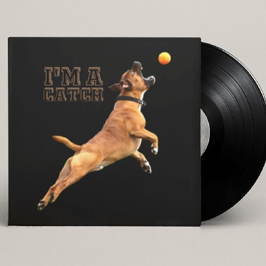 Big Dog Bull Mastiff Catching a Ball, I'm a Catch Custom Vinyl Record Sleeves