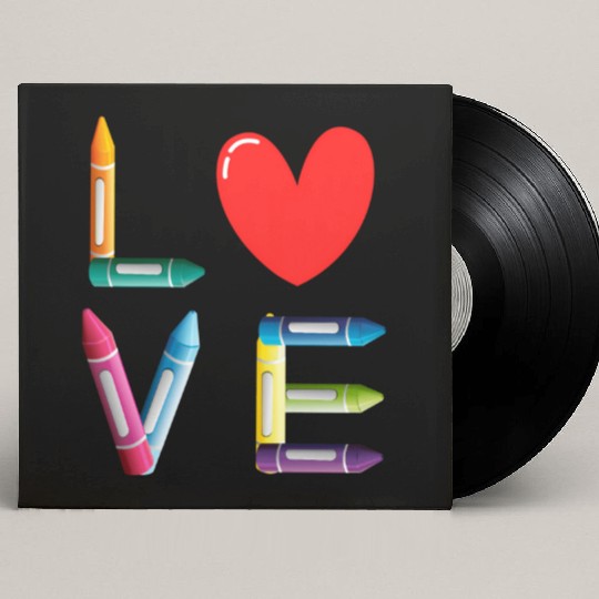 Pre-K Teacher Preschool Day Love Teachers Crayon Custom Vinyl Record Sleeves