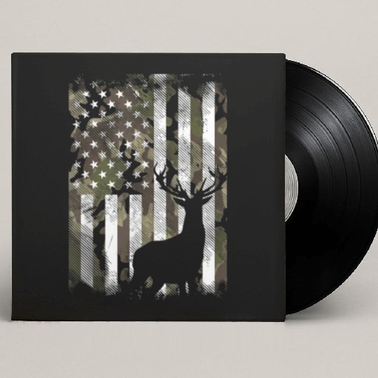Patriotic Camo American Flag Deer Hunter Hunting Custom Vinyl Record Sleeves