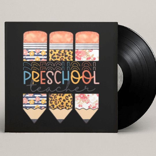 Preschool Teacher Funny Leopard Pencil Back To Sch Custom Vinyl Record Sleeves